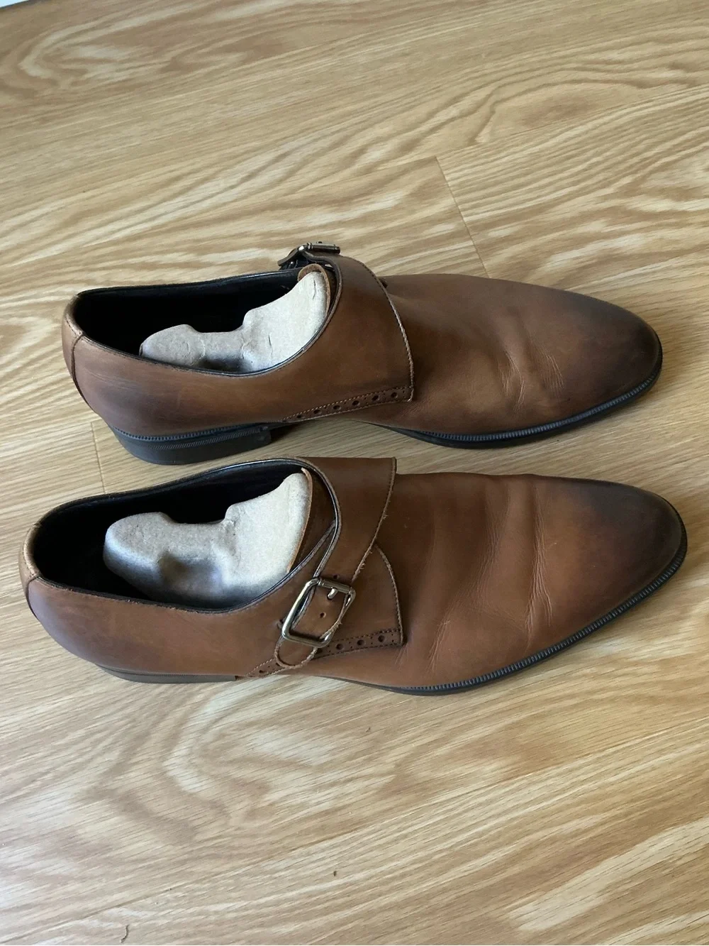 Ermenegildo Zegna Monk Strap Buckle Leather Dress Shoes Brown Size 10